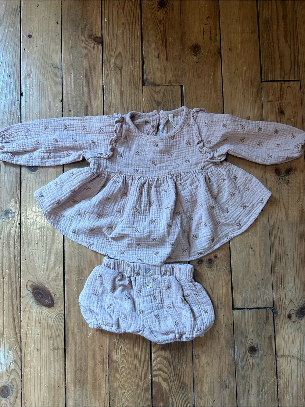 Rylee + Cru Soft Pink Cotton Top and Bloomer Set - 6-12m